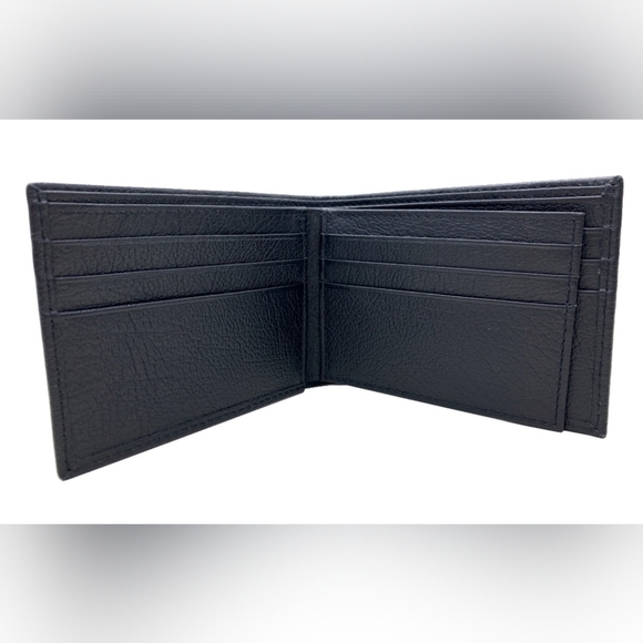 NWT George Men's Genuine American Bison Leather Black Bi-fold Wallet - Picture 3 of 6